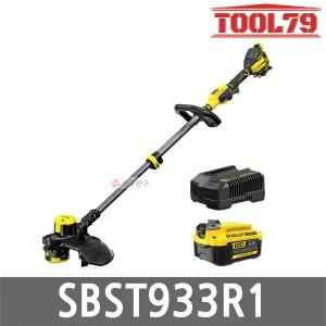 스탠리 SBST933R1 충전 예초기 20V MAX 6.0Ah 배터리 1개 절단 폭 33cm 줄날 전용 2단 속도조절 브러쉬리스