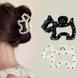 도트 강아지모양 헤어집게 머리핀 올림머리 땡땡이 헤어핀 헤어악세사리 집게핀