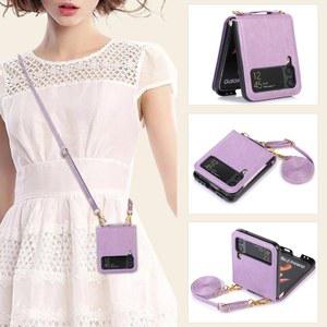 핸드폰케이스 갤럭시 Z 플립 7 6 5 4 랜야드 가죽 크로스바디 슬림 3용 케이스 수납 체인 폰 카드 충격 방지 인조 백 커버