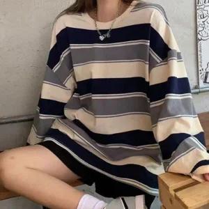 여성 루즈핏 학생 스트라이프 댄스 힙한 롱 긴팔티 맨투맨