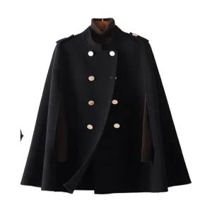 케이프코트 여성 코트 영국버전 망토 숄 케이프 모직코트 더블 버튼 겨울 미들 루즈핏 자켓