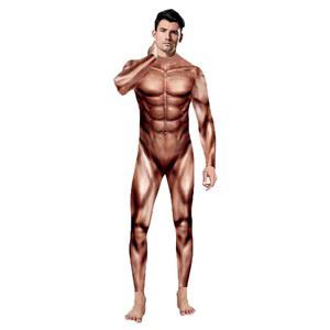 아스콩 성인 머슬 바디수트 코스튬, 남성 프린트 원피스 의상