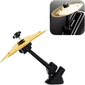 2025년형 신차 심벌 에어벤트 크래시 대시보드 심벌 드럼 심볼 대시보드 미니 마운트 드럼 음악 장착 작은 클립 부착 세트 작은 스탠드 스플래시 악기 드럼 세트 키트(골드) 부착