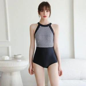[아트박스]/옷자락 여자 여름 하운드체크 홀터 원피스 수영복