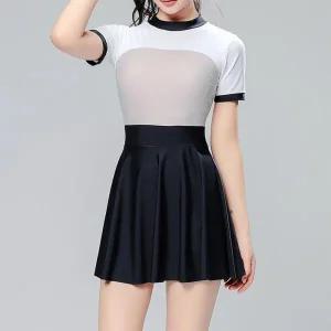 [아트박스]/옷자락 여자 배색 플레어스커트 반팔 여름 수영복