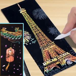 긁는 그림 스크레치북 명화 컬러링 그리기 취미 페이퍼 종이 미술 에쁜 동서양 나이트뷰 쉬운 풍경 쉬운