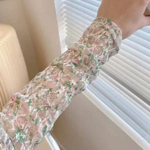 플라워 꽃 레이스 고리 팔토시 여름 얇은 시스루