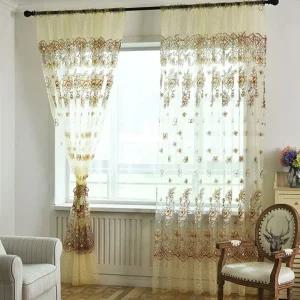 장미 로즈 쉬폰 거튼 창문 거실 인테리어 봉집 1장