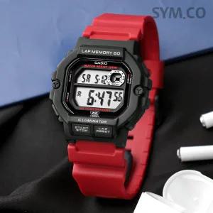 [카시오] WS-1400H-4A 스퀘어 전자 오토캘린더 60랩기능 런닝 스포츠 남자 우레탄 손목시계 c