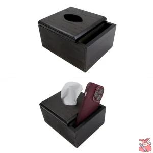 해피J보따리 인테리어 고급 월넛무늬 빌지꽂이겸용 냅킨케이스 멀티수납 나무 사각냅킨함