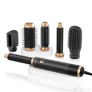 탑스킨스 드라이어 브러시 세트, 6-in-1 핫 에어 스타일러, 음이온 헤어 브러시, 1000W 프로페셔널 스타일링 도구, 3가지 열/냉각 설정, 자동 컬링, 빠른 건조, 이상적인 선물(블랙)