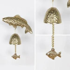 황동 잉어 풍경 문종 1종-좌 현관 출입 문종 도어벨 문딸랑이 현관문종 출입문종 사무실문종