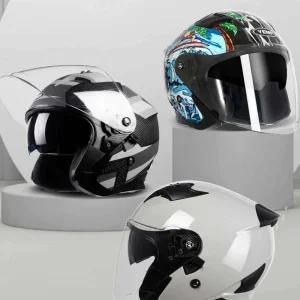 하프헬멧반모 헬멧모자 머리보호 스쿠터 얼굴하이바 헬멧 - (검정) 사이즈M