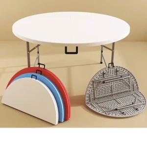 야외접이식테이블 캠핑 포차 원형 행사 피크닉 테이블 1.2m 화이트 접이식 테이블(6-8명)