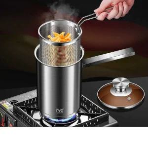 가정용튀김냄비 스텐 가스불 버너 핫도그 캠핑 튀김기 튀김냄비+필터+뚜껑