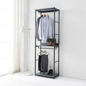 수납장 시스템 철제선반 그레이 B4022 조립렉 행거 2단