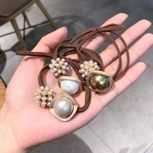반 진주방울 여성 헤어끈 고무줄 반묶음 머리