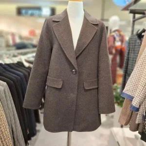 [올리비아하슬러] HC28 중힙기장 핸드에이드 코트 밑단으로 갈수록 살짝 A지는 실 (S41296203