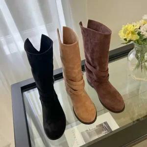 미들 라인 투웨이 겨울 부츠 여성 스웨이드 부추 코디 검정부츠패션슈즈 데일리롱부츠