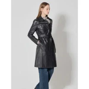 [르오트]천연양가죽100프로 비뇰라 램스킨 트렌치코트_P406558354