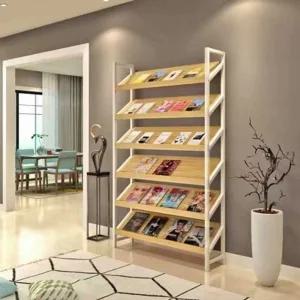 책전시대 책장 잡지 흰프레임 수납 선반 진열대 도서