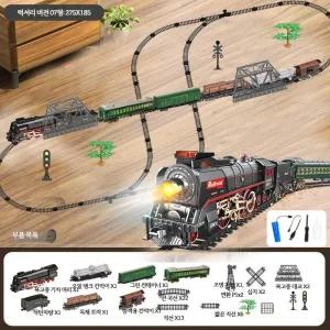 전동 기차놀이 세트 복고풍 증기 기관차 트랙과 함께하는 기차모형 만들기 코레일 굿즈 스타일 장난 크리스마스 선물로 완벽한 기차장난감