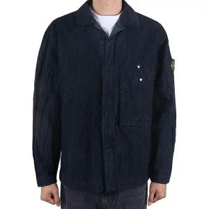 스톤아일랜드 25FW 남성 와펜 패치 코듀로이 오버 셔츠 네이비블루 K2S151200020 S0229 V0020