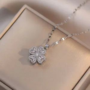 LM-0637 여자 플라워 주얼리 목걸이 왕 패션목걸이 써지컬스틸 커플목걸이 큐빅목걸이