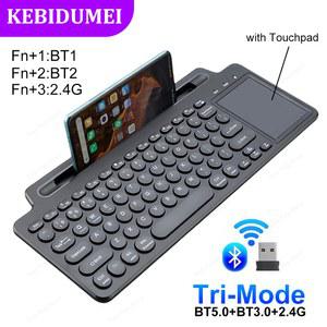 트라이 모드 듀얼 블루투스 키보드 BT5 노트북 태블릿 카드 슬롯이있는 터치 패드 게임용 키보드가있는 4G 무선