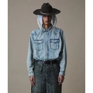 펜필드 PENFIELD 다잉 데님 웨스턴 셔츠 스카이블루 FR1WR17U 327219