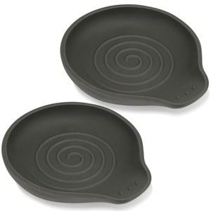 스토브용 반론프로 실리콘 스푼 받침대 - BPA 프리, 내열 홀더 주방 카운터용 숟가락, 주걱, 국자 또는 집게용 대형 조리기구 블랙 2팩