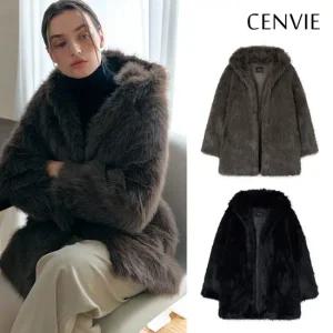 25FW 안나 FAUX 후드 폭스 퍼 자켓 하프 롱 코트