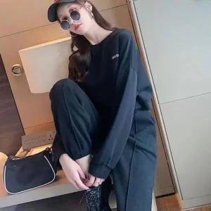 여자 트레이닝 스타일 세트 크롭 긴팔 고품질 바지 운