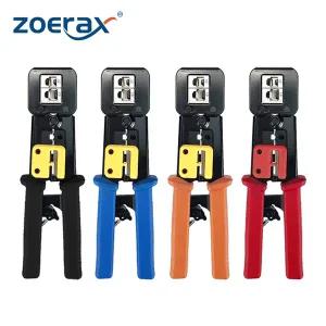 네트워크k  ZoeRax RJ45 패스 스루 Cat6/5E/5 R12 RJ11 커넥터용 압착 도구 절단 및 스트리핑 다기능 크림