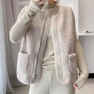 여성 조끼 데일리 양털 뽀글이 보온 겨울플리스 베스