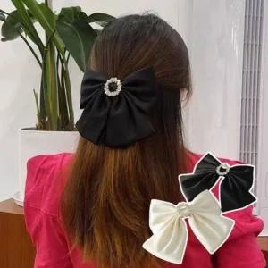 묶음 인기 여성 머리 반머리 감성 큐빅 포인트 새틴 자동핀 리본자동핀 심플한핀