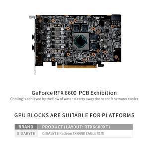 기가바이트 라데온 RX 6600 XT 이글용 바이크스키 GPU 수냉 블록  커스텀 풀 커버 그래픽 카드 쿨러 A-GV66