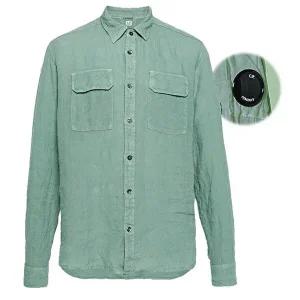 [CP COMPANY][당일]  24SS CP 렌즈 와펜 포켓 셔츠 그린 16CMSH301A 005415G 626