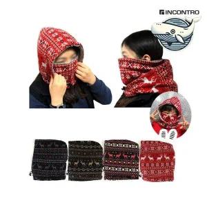 [콩심팥심]아동용 따뜻한 니트 후드 방한 넥워머 루돌프 스포츠용 스키마스크