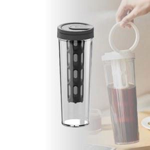 일반 Giombrewsia 콜드 브루 커피 텀블러 - 휴대용 여행용 뚜껑 35온스/1L 용량 커피, 차, 과일차용 350메쉬 필터가 포함된 PP 소재(다크 그레이), XR-0428