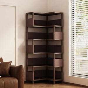 4단 코너책장 전면 폭좁은 미니 낮은 책꽂이 좁은 공간분리 침실