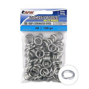 미국 낚싯줄 마이티 미니 스테인리스 스틸 스플릿 링, 황동보다 3배 더 강력하고 어부와 아웃도어맨을 위한 뛰어난 고정력 - 밝은 스테인리스 스틸과 건메탈 블랙 100개