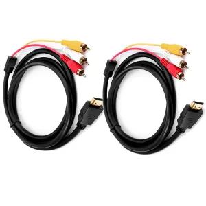 호환 HDMI to RCA 케이블 전선가리개 1080P 5피트 HDMI Male to 3-RCA 비디오 오디오 AV 케이블 전선가리개