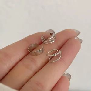 [오노마] ONM 패션 이어커프 귀안뚫는 귀걸이 3종 세트 실버