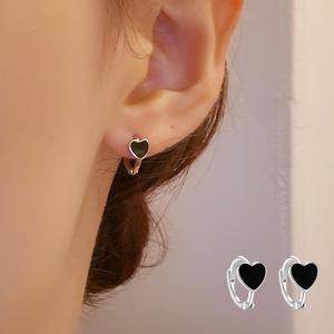 랑데시아 귀걸이 실버 925 은 하트하트링 원터치
