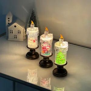 워터볼 캔들 크리스마스 미니 무드등 산타 트리 장식 오브제 스노우볼 양초 파티 용품 소품 랜턴 조명