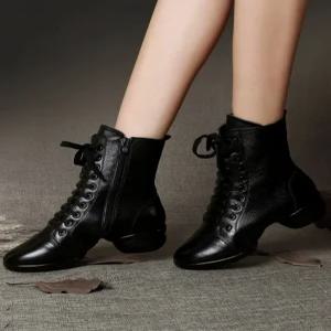 스포츠댄스화 여성 소가죽 재즈화 워커 줌바 라인댄스부츠