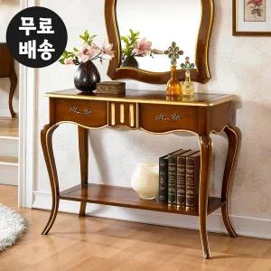 [벤티스가구]솔레 엔틱 콘솔 테이블 원목 거실 현관 수납장 슬림 콘솔 폭좁은 복도장 장식장 골드
