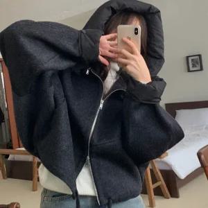 [휴드]헬제스 후드 탈부착 모직 자켓 2color