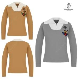 까스텔바작 골프 여성 자카드 긴팔 변형카라 간절기 티셔츠 BGDF_TL502